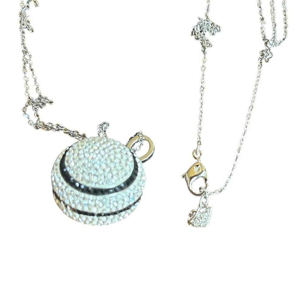 Swarovski Pendant-disco ball- black and white-27.5” necklace-silver/rhodium - Picture 4 of 4